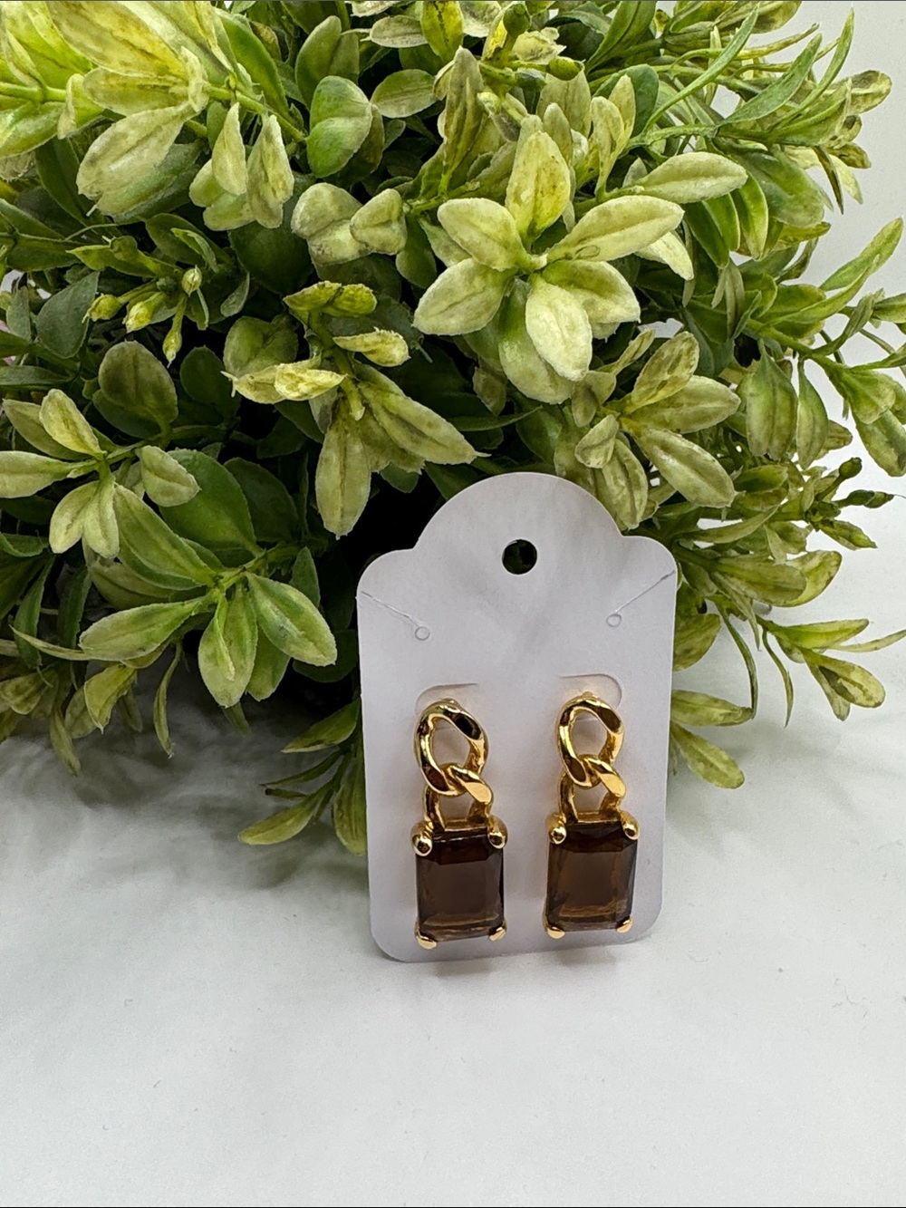 Joan Rivers Gold-Tone Brown Amber Crystal Drop Earrings vintage